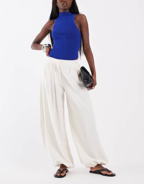 ASOS DESIGN - Pantalon ajusté bouffant - Blanc cassé - view 1