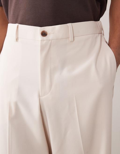 ASOS DESIGN - Pantalon ajusté coupe ample confortable en sergé stretch avec taille élastique - Écru, 5 de 5