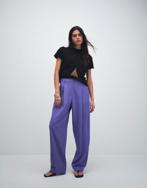ASOS DESIGN - Pantalon ajusté coupe baggy fuselée - Violet - view 1