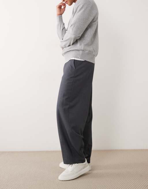 ASOS DESIGN - Pantalon ajusté coupe bouffante aspect denim avec ceinture - Bleu foncé, 3 de 5