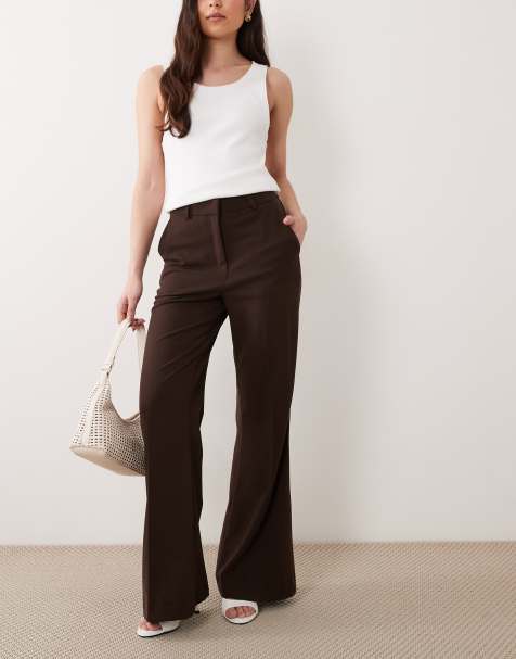 ASOS DESIGN - Pantalon ajusté coupe évasée - Chocolat - view 1