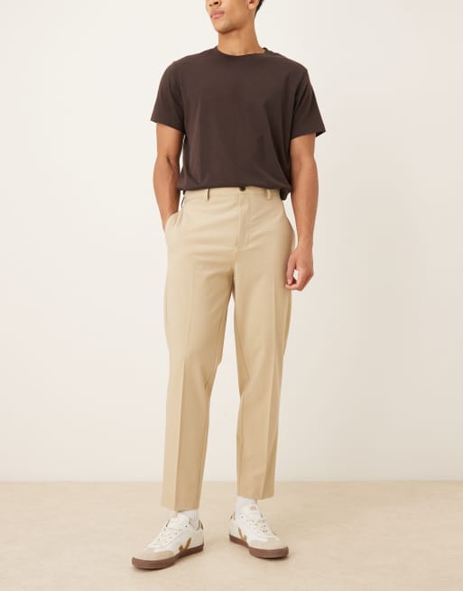 ASOS DESIGN - Pantalon ajusté coupe fuselée confortable en sergé stretch avec taille élastique - Beige, 2 de 5
