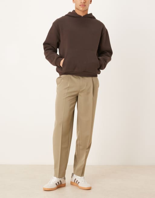 ASOS DESIGN - Pantalon ajusté coupe fuselée oversize à pinces avec bouton apparent - Kaki, 2 de 5