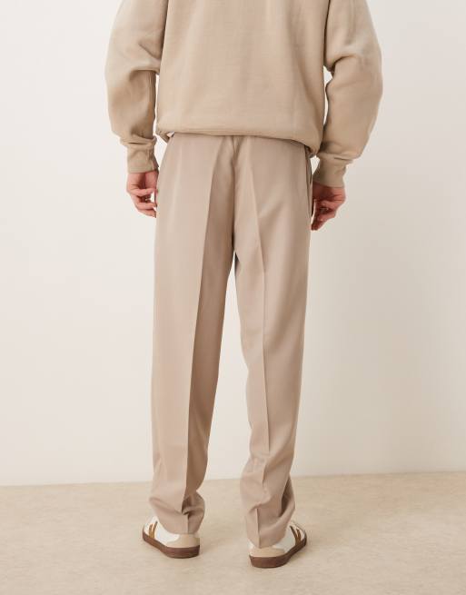 ASOS DESIGN - Pantalon ajusté coupe oversize fuselée avec pli marqué à l'avant - Taupe, 3 de 5