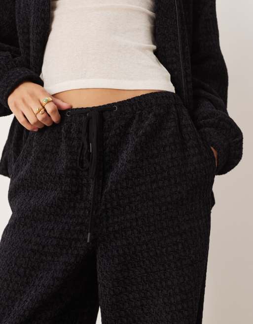 ASOS DESIGN - Pantalon ajusté d'ensemble coupe large en maille bouclée - Noir , 4 de 4