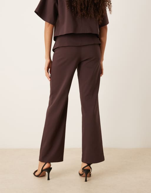 ASOS DESIGN - Pantalon ajusté droit d'ensemble avec rabat à bouton doré - Mûre , 3 de 4