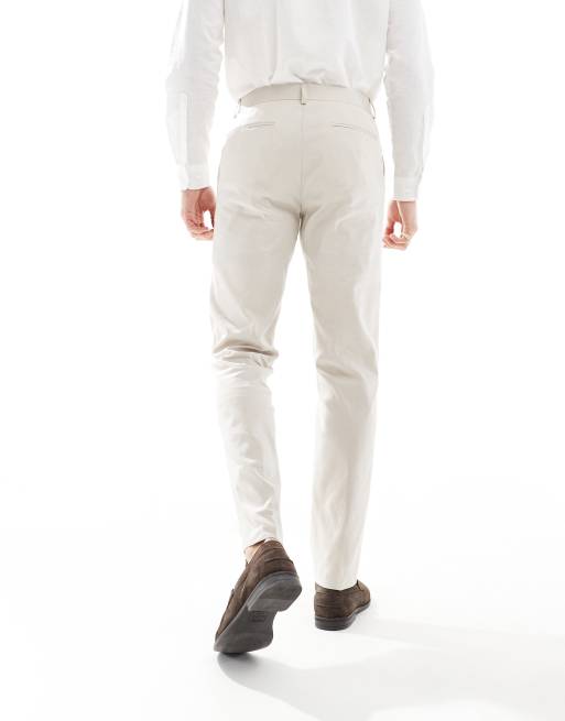 ASOS DESIGN - Pantalon ajusté élégant en lin mélangé - Taupe, 2 de 5