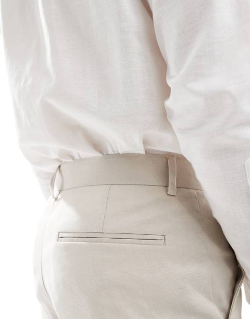 ASOS DESIGN - Pantalon ajusté élégant en lin mélangé - Taupe, 3 de 5