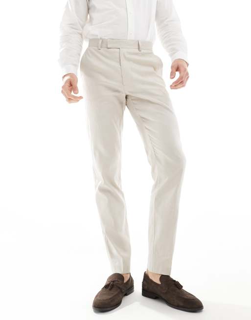 ASOS DESIGN - Pantalon ajusté élégant en lin mélangé - Taupe, 5 de 5