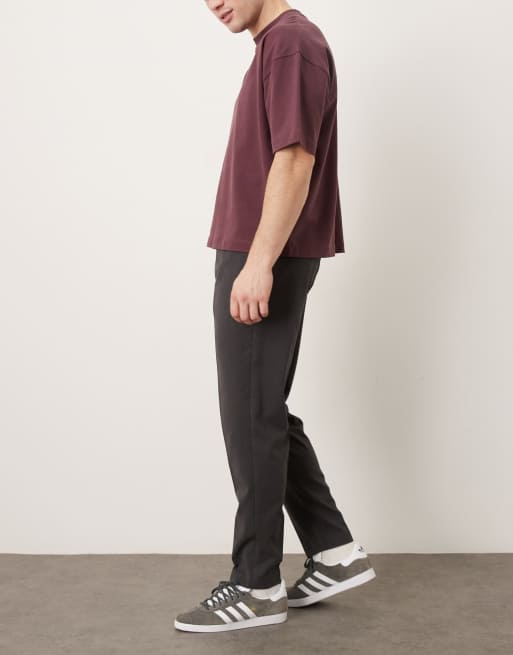 ASOS DESIGN - Pantalon ajusté en flanelle à enfiler - Anthracite, 3 de 5
