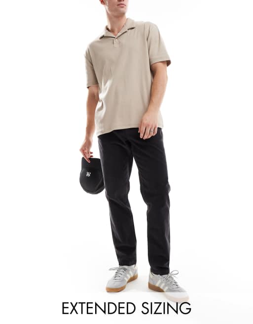 ASOS DESIGN - Pantalon ajusté en velours côtelé - Bleu marine 