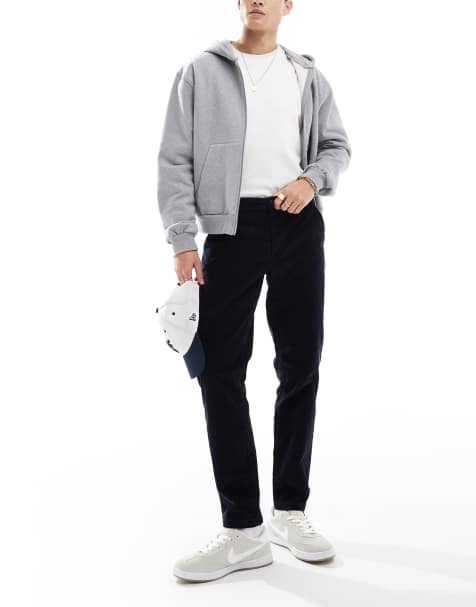 ASOS DESIGN - Pantalon ajusté en velours côtelé - Bleu marine - view 1