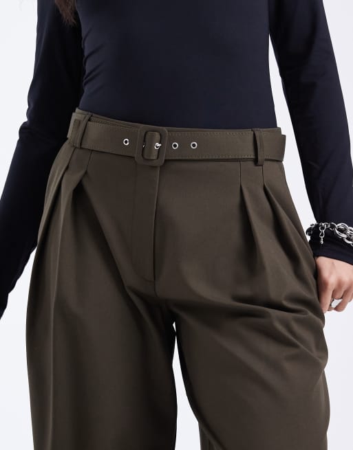 ASOS DESIGN - Pantalon ajusté et ample à taille basse avec ceinture - Olive, 5 de 5