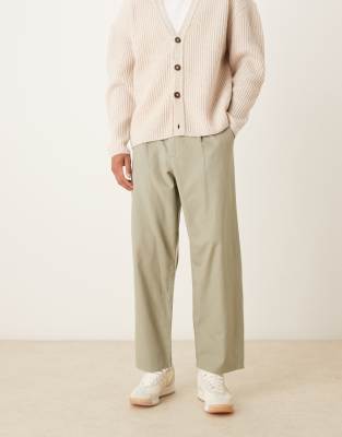ASOS DESIGN - Pantalon ajusté et décontracté à pinces - Kaki clair-Vert