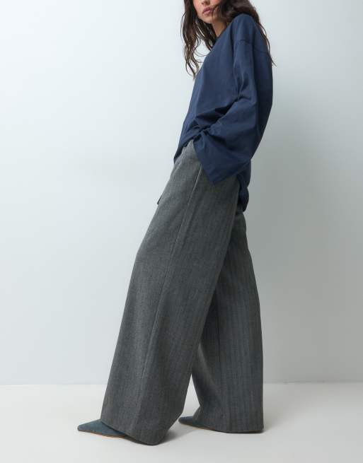 ASOS DESIGN pantalon ajusté fuselé à jambe large en gris à chevrons, 4 de 5