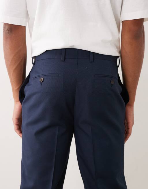 ASOS DESIGN - Pantalon ajusté fuselé en laine lavable en machine - Bleu marine, 4 de 5