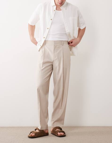 ASOS DESIGN - Pantalon ajusté fuselé oversize à taille élastique - Taupe - view 1