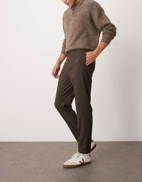 ASOS DESIGN - Pantalon ajusté habillé microtexturé - Marron - view 1