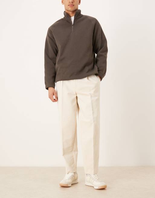 ASOS DESIGN - Pantalon ajusté oversize coupe fuselée en velours côtelé à pinces - Écru, 2 de 5