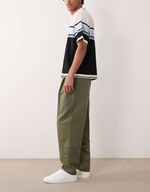 ASOS DESIGN - Pantalon ajusté oversize en lin majoritaire - Vert olive, 3 de 5