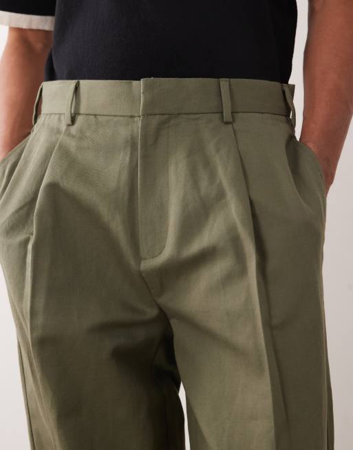 ASOS DESIGN - Pantalon ajusté oversize en lin majoritaire - Vert olive, 5 de 5