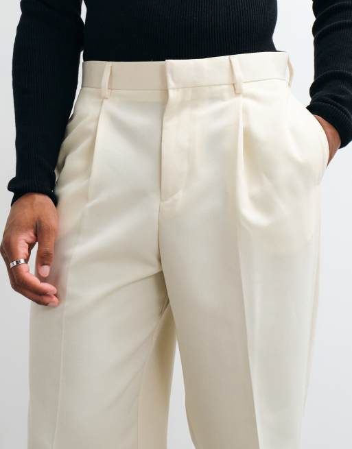 ASOS DESIGN pantalon ajusté plissé coupe décontractée fuselée en jaune beurre, 2 de 5
