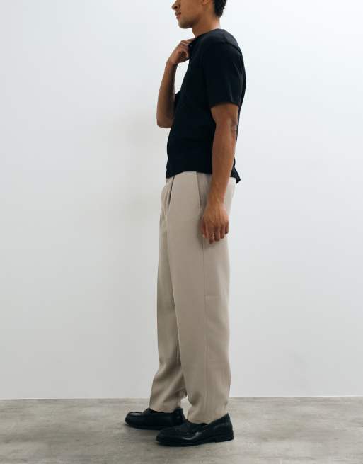 ASOS DESIGN pantalon ajusté plissé oversize fuselé en stone microtexture, 3 de 5