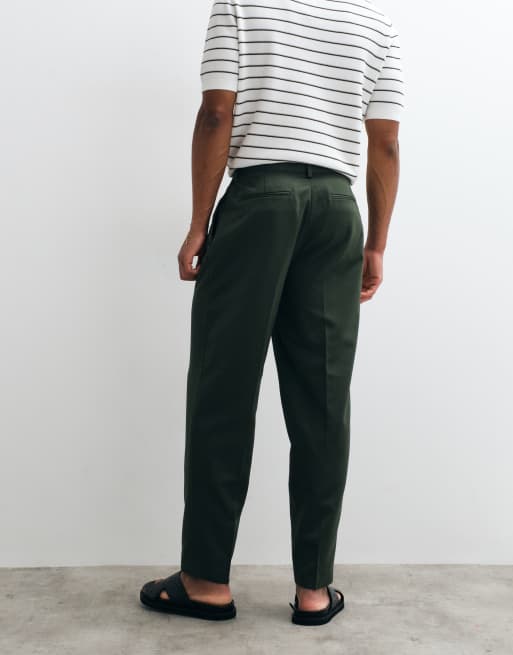 ASOS DESIGN pantalon ajusté plissé oversize fuselé vert olive, 3 de 5