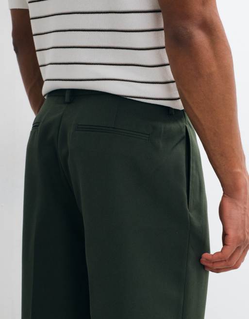 ASOS DESIGN pantalon ajusté plissé oversize fuselé vert olive, 5 de 5