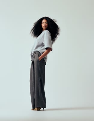 Pantalon ajusté taille basse à carreaux - Anthracite-Multicolore 42