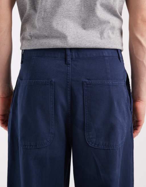 ASOS DESIGN pantalon ample à double pli bleu marine, 4 de 5