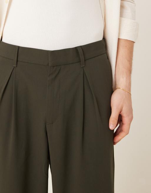 ASOS DESIGN - Pantalon ample à plis marqués - Kaki, 4 de 5