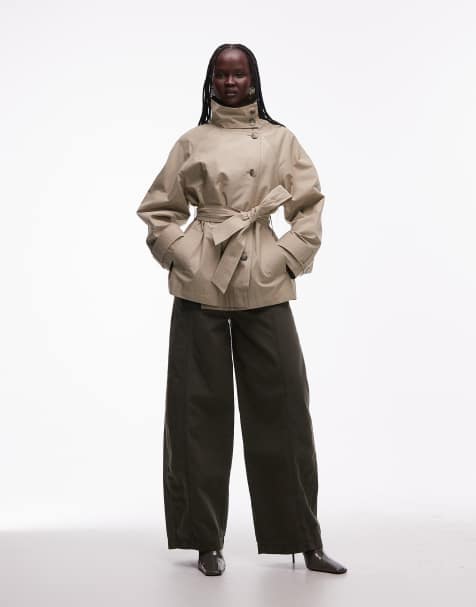 ASOS DESIGN - Pantalon ample à surpiqûres - Kaki délavé - view 1