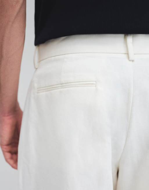 ASOS DESIGN - Pantalon ample ajusté à pinces en lin majoritaire - Blanc, 4 de 9