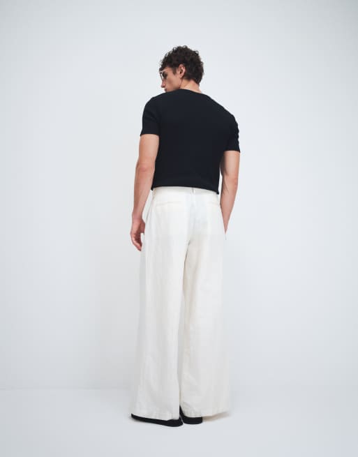 ASOS DESIGN - Pantalon ample ajusté à pinces en lin majoritaire - Blanc, 5 de 9