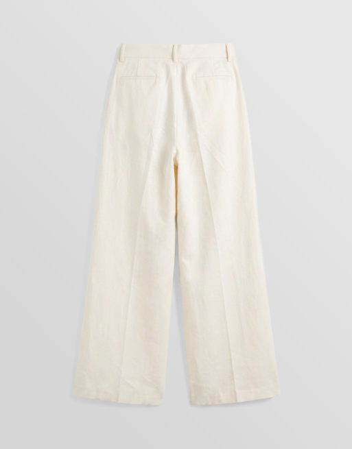 ASOS DESIGN - Pantalon ample ajusté à pinces en lin majoritaire - Blanc, 7 de 9