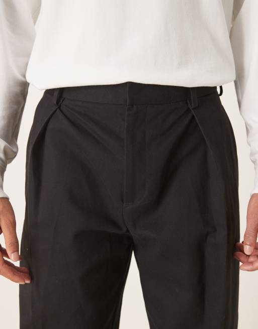 ASOS DESIGN - Pantalon ample ajusté en coton avec plis profonds - Noir, 4 de 5