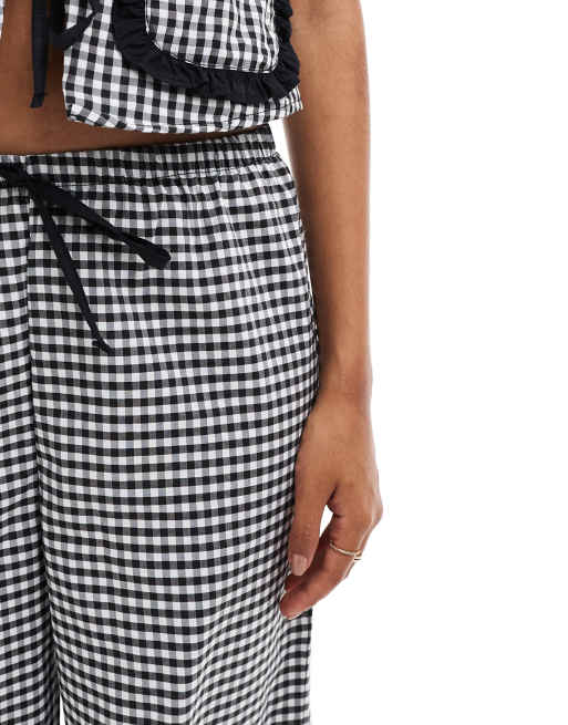ASOS DESIGN - Pantalon ample avec poche à volants - Vichy noir, 3 de 5