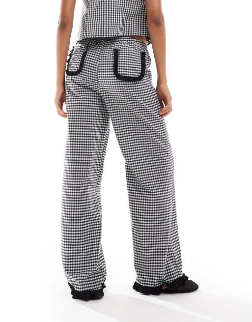 ASOS DESIGN - Pantalon ample avec poche à volants - Vichy noir, 5 de 5