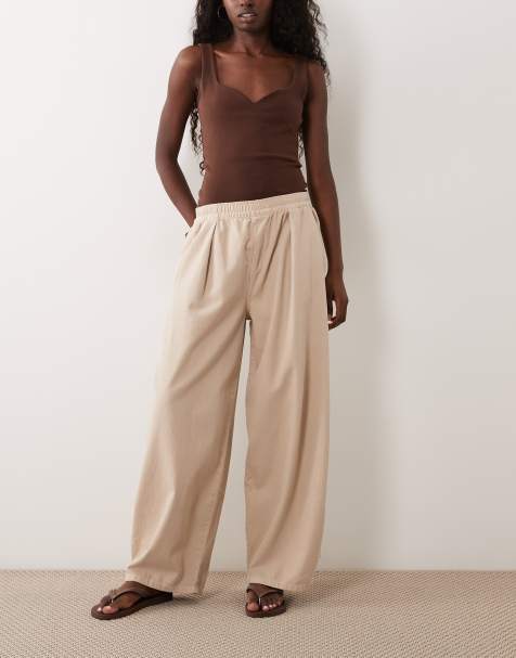 ASOS DESIGN - Pantalon ample avec taille nouée à enfiler - Neutre délavé - view 1