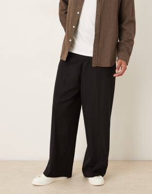 ASOS DESIGN - Pantalon ample avec taille semi-élastique - Noir