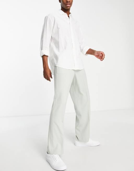 ASOS DESIGN - Pantalon ample coupe habillée - Vert cendré