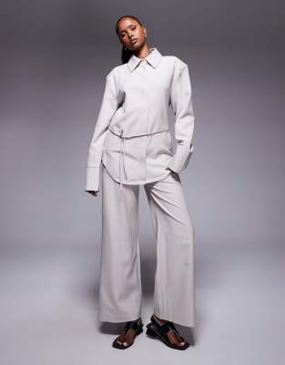 Pantalon ample d'ensemble à fines rayures-Multicolore 38