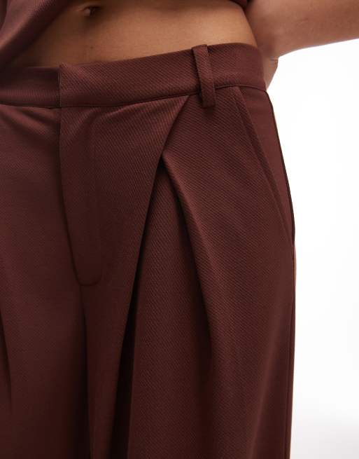ASOS DESIGN - Pantalon ample d'ensemble à pinces en jersey sergé - Chocolat, 4 de 5