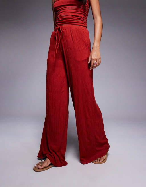 ASOS DESIGN - Pantalon ample d'ensemble effet froissé avec liens à la taille - Rouille, 4 de 5