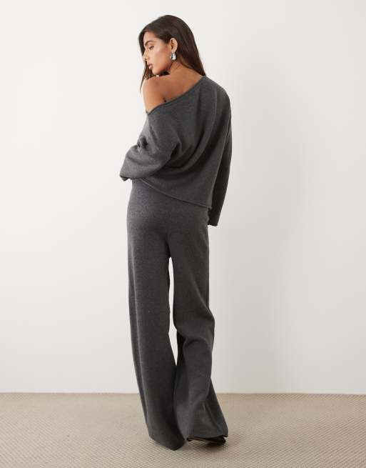 ASOS DESIGN - Pantalon ample d'ensemble en laine mélangée - Anthracite, 5 de 5