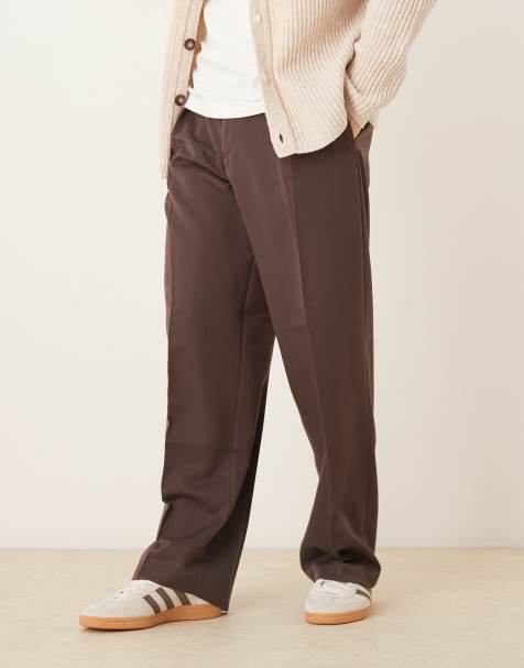 ASOS DESIGN - Pantalon ample élégant avec ceinture - Marron foncé - view 1