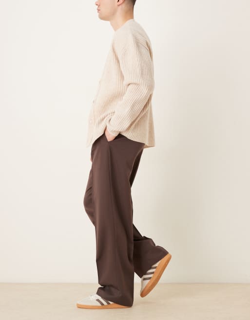 ASOS DESIGN - Pantalon ample élégant avec ceinture - Marron foncé, 3 de 5