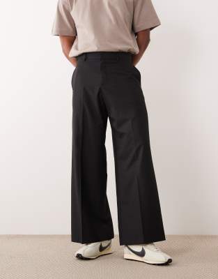 ASOS DESIGN - Pantalon ample élégant en jacquard - Noir