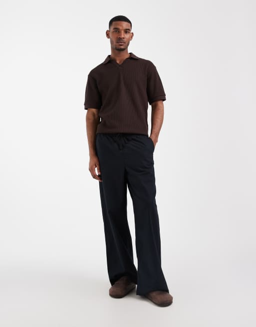 ASOS DESIGN - Pantalon ample en lin mélangé - Noir, 2 de 5